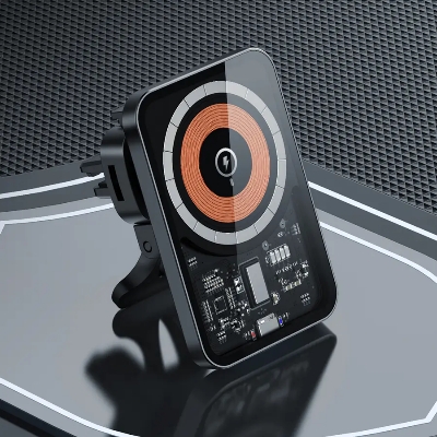 Picture of RECCI Mars Series Transparent Magnetic 15W Wireless Charging Car Holder (RHO-C31) - Black