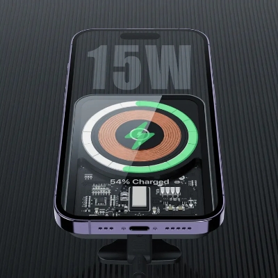 Picture of RECCI Mars Series Transparent Magnetic 15W Wireless Charging Car Holder (RHO-C31) - Black