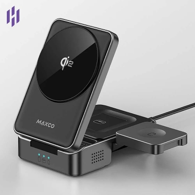 Picture of Maxco MW13 Qi2 3-in-1 Magnetic Wireless Charger - Black