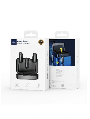 Picture of WiWU Portable Wireless Microphone for Smart Phone dual Mics ANC Mute Mini Microphone  - Black