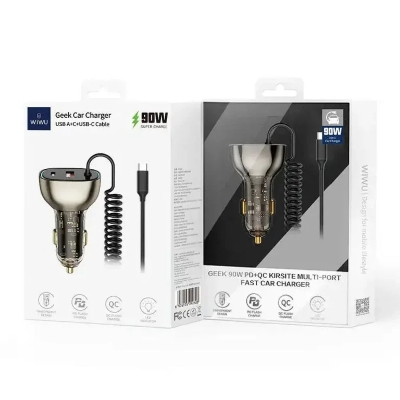 Picture of Wiwu Wi-QC016 90w PD+QC Transparent Car Charger - Black