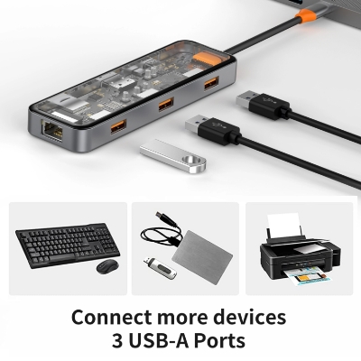 Picture of WiWU Cyber Multifunctional 8-in-1 Type C Hub Docking Station (CB008) - Black