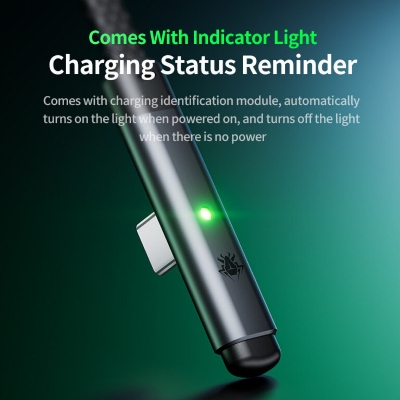 Picture of Plextone 66W Gaming Charging Data Cable 90° Type-C to USB (C2U T100) - Black