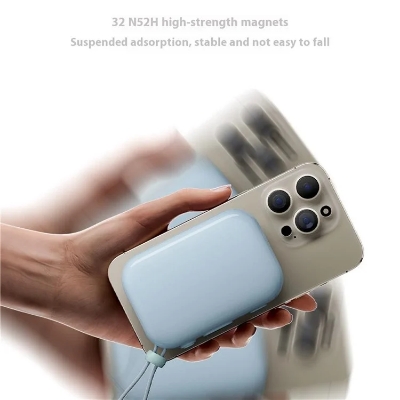 Picture of WiWU Wi-P041 Hanging Wireless Powerbank With Type-C Cable 10000mAh - White