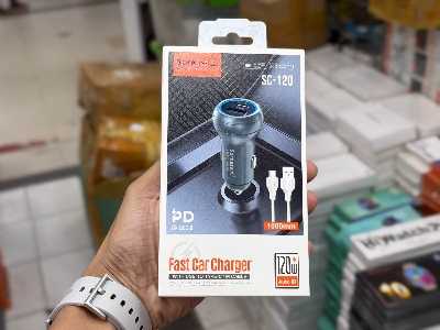 Picture of Surpass SC-120 Fast Car Charger WITH USB TO TYPE-C 1M CABLE - Black