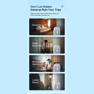 Picture of Baseus Heyo Camera Detector Mini Travel Hotel Hidden Camera Finder Spy Camera Infrared Detector - Black