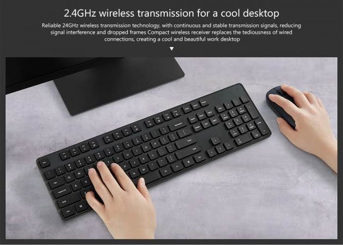 Picture of Xiaomi Mi WXJS01YM 104 Case 2.4GHz 1000DP Wireless Keyboard Mouse Set - Black