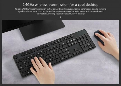 Picture of Xiaomi Mi WXJS01YM 104 Case 2.4GHz 1000DP Wireless Keyboard Mouse Set - Black