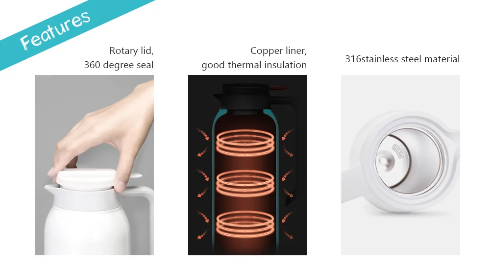 Picture of Xiaomi Mijia VIOMI 1500ML Thermos Stainless Steel Flask

(1 year replacement warranty) - Black