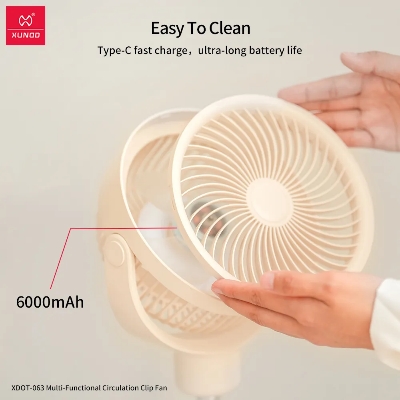 Picture of XUNDD XDOT-063 Desktop Clamp Circulating Fan 6000mAh(1 year replacement warranty) - White