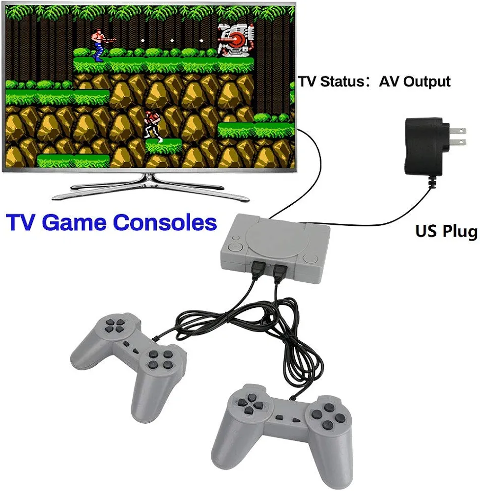 Picture of Welltop PlayStation Classic 8-bit PS1 Retro Video Game Console, Mini Video Games Consoles, Built-in 851 Games with 2 Gamepads, Support AV Out Family TV Retro Games Controller, Grey - Grey