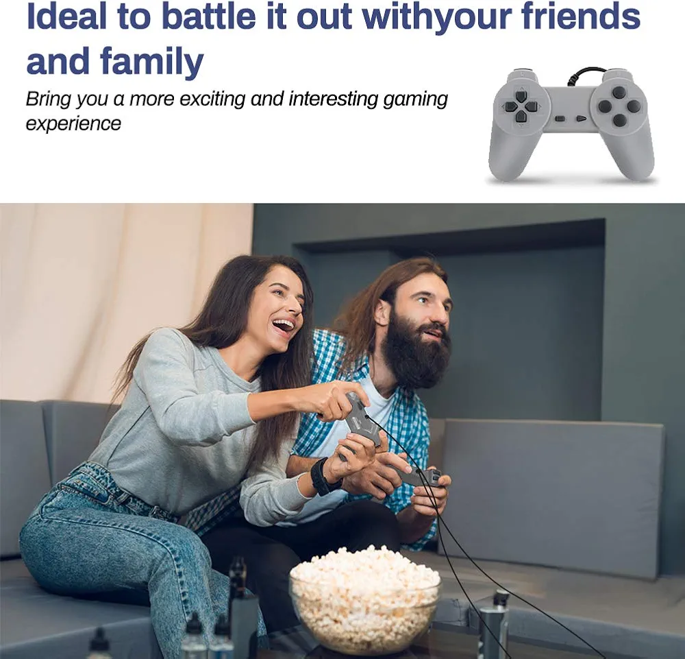 Picture of Welltop PlayStation Classic 8-bit PS1 Retro Video Game Console, Mini Video Games Consoles, Built-in 851 Games with 2 Gamepads, Support AV Out Family TV Retro Games Controller, Grey - Grey