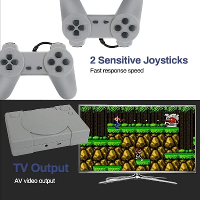 Picture of Welltop PlayStation Classic 8-bit PS1 Retro Video Game Console, Mini Video Games Consoles, Built-in 851 Games with 2 Gamepads, Support AV Out Family TV Retro Games Controller, Grey - Grey