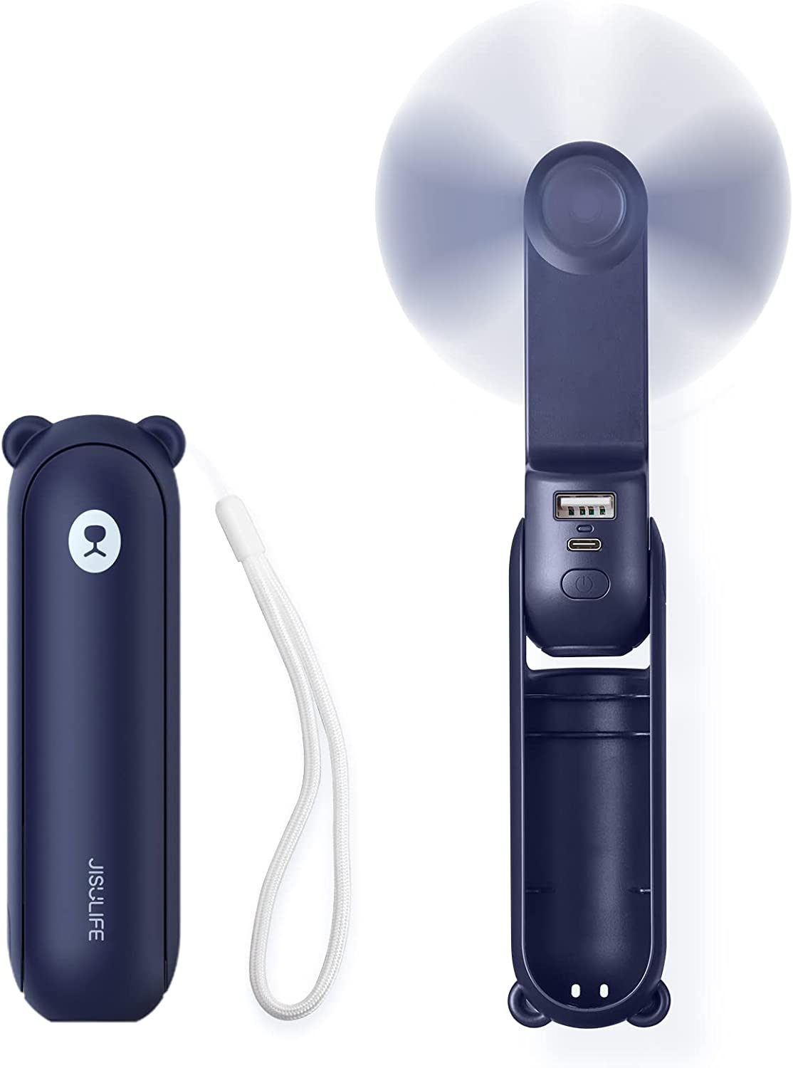 Picture of JISULIFE F8 3-in-1 Mini Foldable Fan with Flashlight & Power Bank 2000mAh - Pink