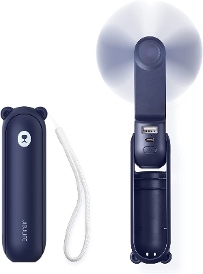 Picture of JISULIFE F8 3-in-1 Mini Foldable Fan with Flashlight & Power Bank 2000mAh - Pink