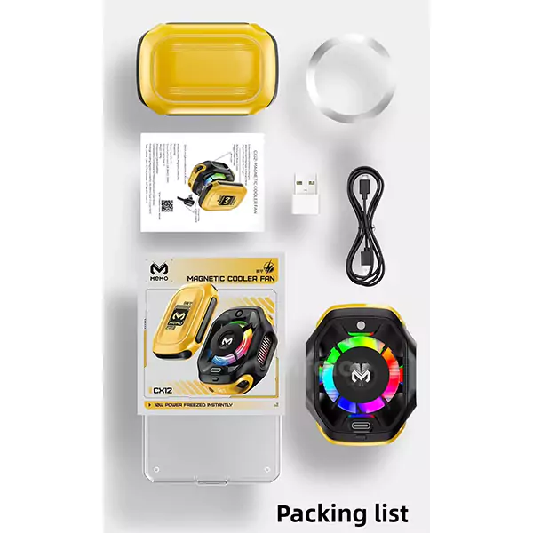 Picture of MEMO CX12 Mobile Phone Cooler Radiator with Digital Display and Battery 1 Year replacement warranty - Yellow