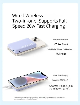 Picture of Anker 334 MagGo PowerCore 10000 mAh Battery Slim Wireless Power Bank - Black