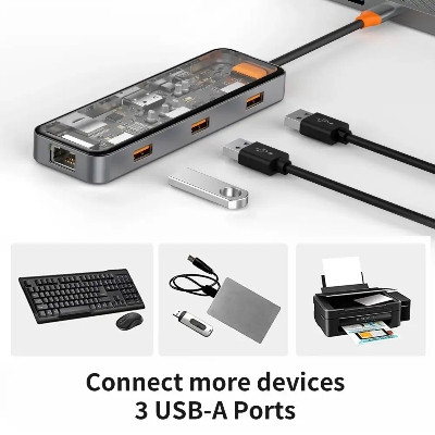 Picture of WiWU Cyber Multifunctional 8-in-1 Type C Hub Docking Station - Black