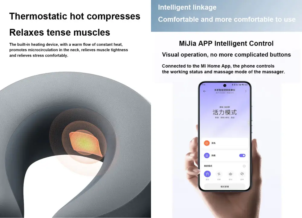 Picture of Xiaomi Mijia Smart Neck Massage Relief Neck Shoulder Pain Work with Mi Home App 2550mAh - Black