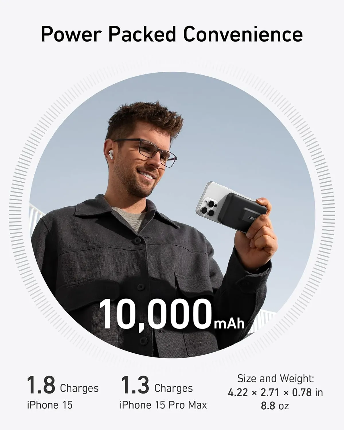 Picture of Anker MagGo 10000mAh Qi2 Certified 15W Ultra-Fast MagSafe Power Bank - Black