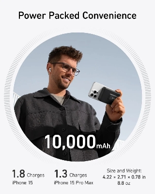 Picture of Anker MagGo 10000mAh Qi2 Certified 15W Ultra-Fast MagSafe Power Bank - Black