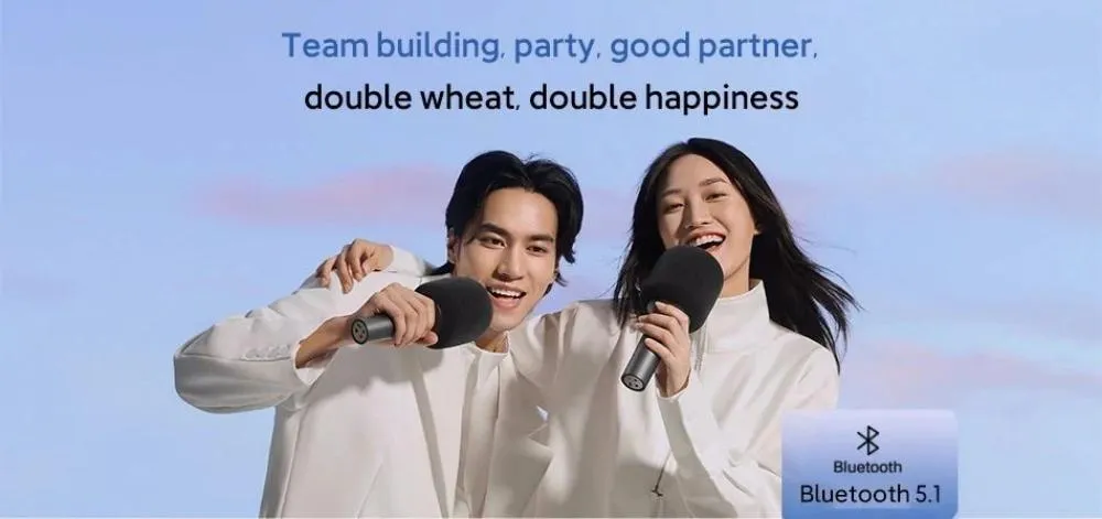 Picture of Xiaomi Mijia K Song Microphone Bluetooth Videoke Mic KTV Stereo Rechargeable Dsp Karaoke Speaker - Black