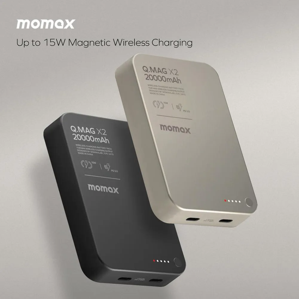 Picture of Momax Q.Mag X2 Gen 2 20000mAh Magnetic Wireless 15W Power Bank - Black
