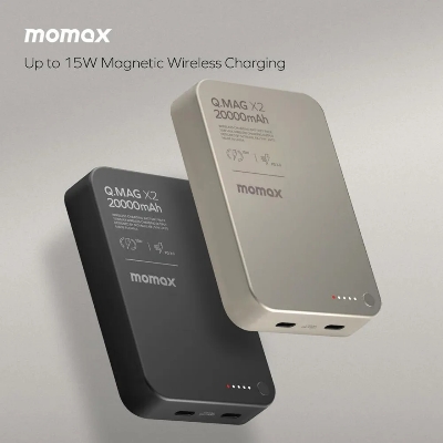 Picture of Momax Q.Mag X2 Gen 2 20000mAh Magnetic Wireless 15W Power Bank - Black