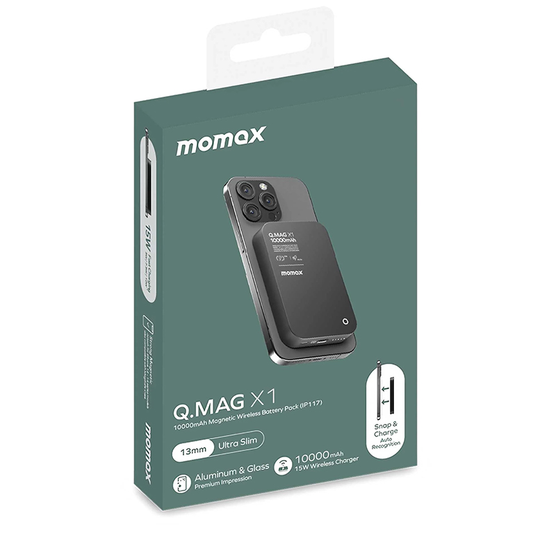 Picture of Momax Q.MAG X1 10000mAh Magsafe Wireless Battery Pack - Black