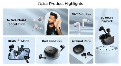 Picture of boAt Airdopes Unity ANC True Wireless Earbuds - Black