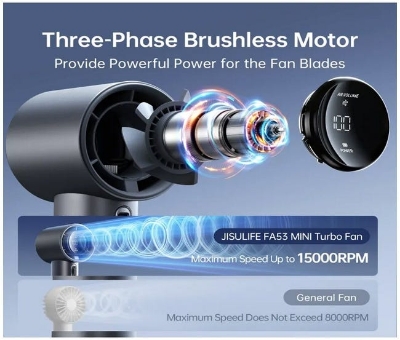 Picture of JISULIFE HANDHELD FAN PRO1(FA53 ABS VERSION) - GREY BLUE - Black