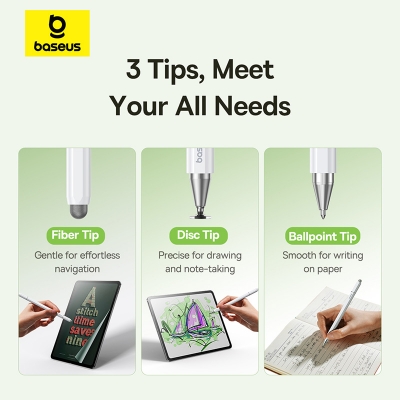Picture of Baseus Universal Stylus For IPAD TAB Android Smooth Writing III 3-in-1 Passive StylusNon-magnetic Version Moon White P80080804213-00 - White