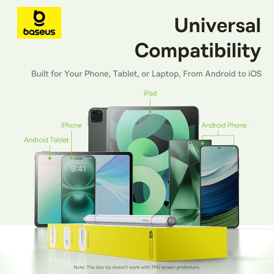 Picture of Baseus Universal Stylus For IPAD TAB Android Smooth Writing III 3-in-1 Passive StylusNon-magnetic Version Moon White P80080804213-00 - White