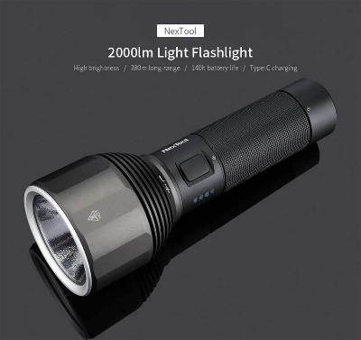 Picture of Xiaomi Youpin NexTool Rechargeable Flashlight 2000lm 380m 5 Modes IPX7 Waterproof LED Torch Light(5 Year replacement warranty ) - Black