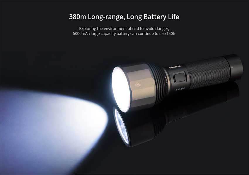 Picture of Xiaomi Youpin NexTool Rechargeable Flashlight 2000lm 380m 5 Modes IPX7 Waterproof LED Torch Light(5 Year replacement warranty ) - Black