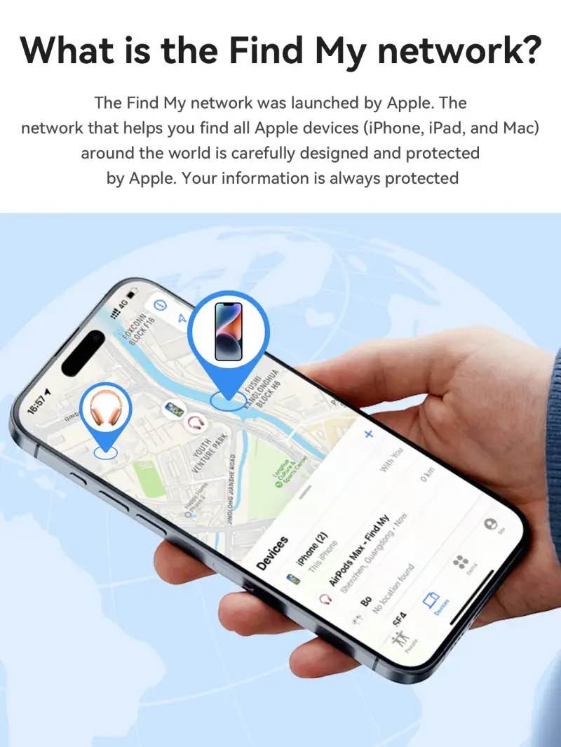 Picture of HOCO E94 AirTags Tracker Intelligent Positioning Anti-lost Device, Apple Find My Network Support - Black