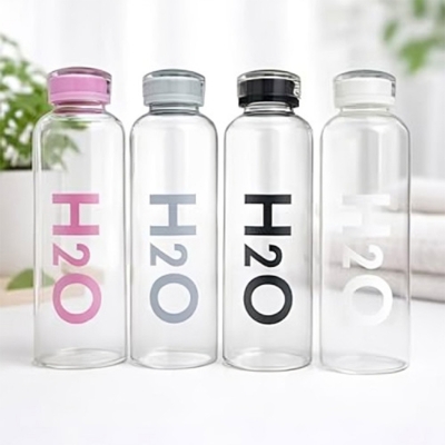 Picture of H2O Borosilicate Glass Water Bottle for Office, Home and Gym | Leak-Proof & BPA Free 700 ml