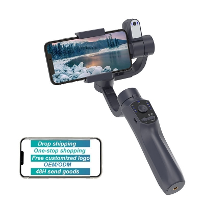 Picture of 360 Rotation AI Auto Face Tracking Beauty Filter Vlog Kit 3 Axis Professional Gimbal Stabilizer for Smartphone with Fill Light - Black