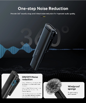 Picture of Ulanzi WM-10 Wireless Clip-on Microphone for Smartphone or Tablet - Black