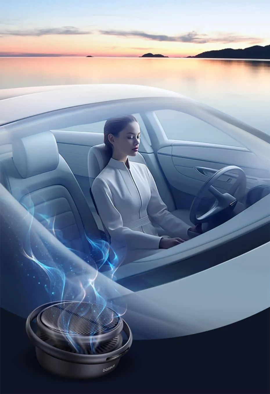 Picture of Baseus Car Air Freshener Solar Power Automatic Rotating Diffusion Perfume - Black