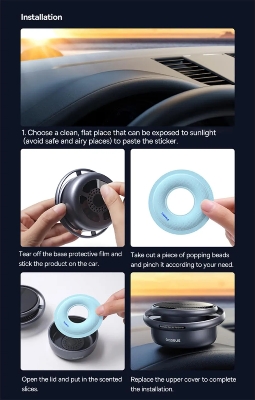 Picture of Baseus Car Air Freshener Solar Power Automatic Rotating Diffusion Perfume - Black