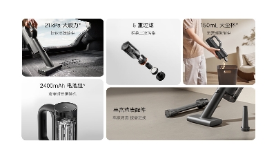 Picture of Xiaomi Mijia Car Vacuum Cleaner MJXCQ01QW 21kPa Suction 150mL Dust Cup 2400mAh - Black