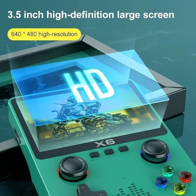 Picture of Portable X6 Handheld Game Player 3.5Inch IPS Screen 11 Simulators Video Game Console Gifts for Kids High Guality Easy to Use - Green