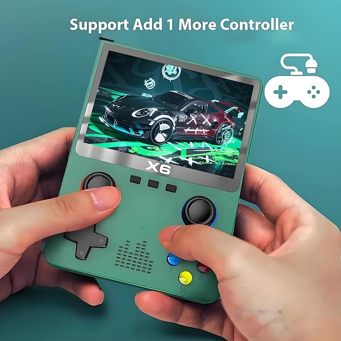 Picture of Portable X6 Handheld Game Player 3.5Inch IPS Screen 11 Simulators Video Game Console Gifts for Kids High Guality Easy to Use - Green