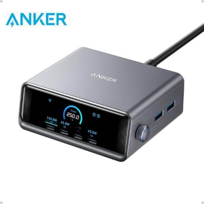 Picture of Anker Prime 250W GaN USB-C Charging Station Ultra-Fast 6-Port with LCD Display & Smart Control (A2345)(18 Months replacement warranty ) - Black