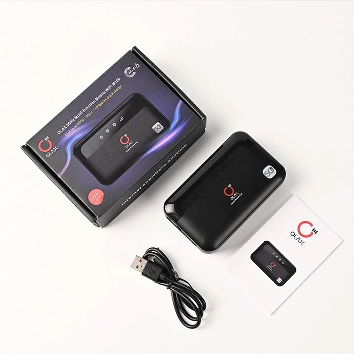 Picture of OLAX M100 Power Bank WiFi Router – 10,000mAh Portable Charger & WiFi 6 4G Router (Dual-Band, SIM Support) - Black