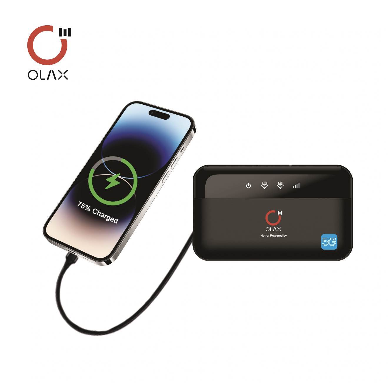 Picture of OLAX M100 Power Bank WiFi Router – 10,000mAh Portable Charger & WiFi 6 4G Router (Dual-Band, SIM Support) - Black