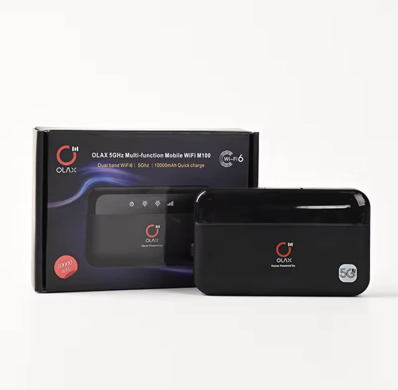 Picture of OLAX M100 Power Bank WiFi Router – 10,000mAh Portable Charger & WiFi 6 4G Router (Dual-Band, SIM Support) - Black