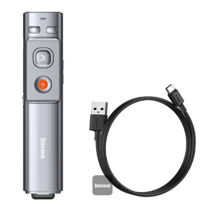 Picture of Baseus Rechargeable Orange Dot Wireless Presenter (Red Laser) - Grey - Black