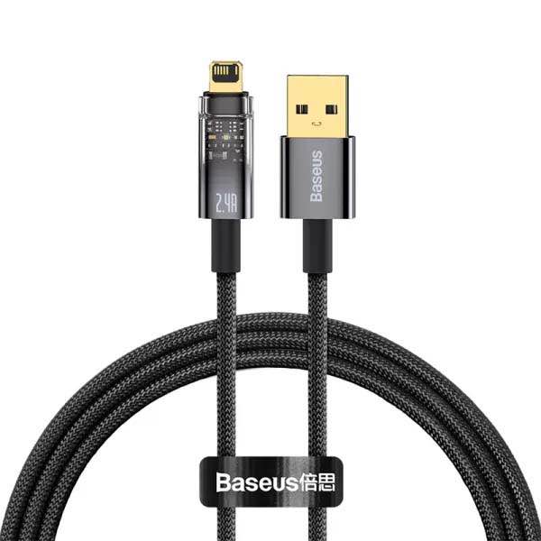 Picture of Baseus Cable Usb To Iphone Lightning Explorer Series Auto Power-Off Fast Charging Data Cable USB to IP 2.4A 2M - Black